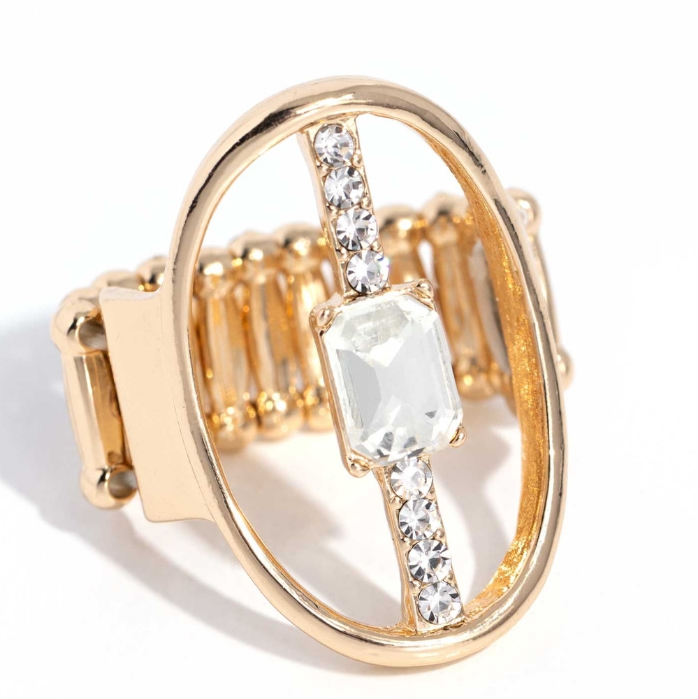 Rhinestone detailed faux gold ring NEW